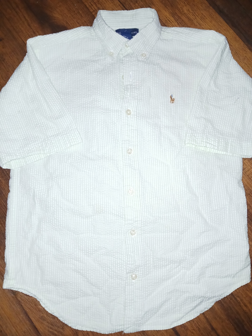 Ralph Lauren White Short-Sleeve Button-Down Shirt Boys Med 12/14